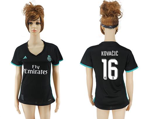 Women's Real Madrid #16 Kovacic Away Soccer Club Jersey - Click Image to Close
